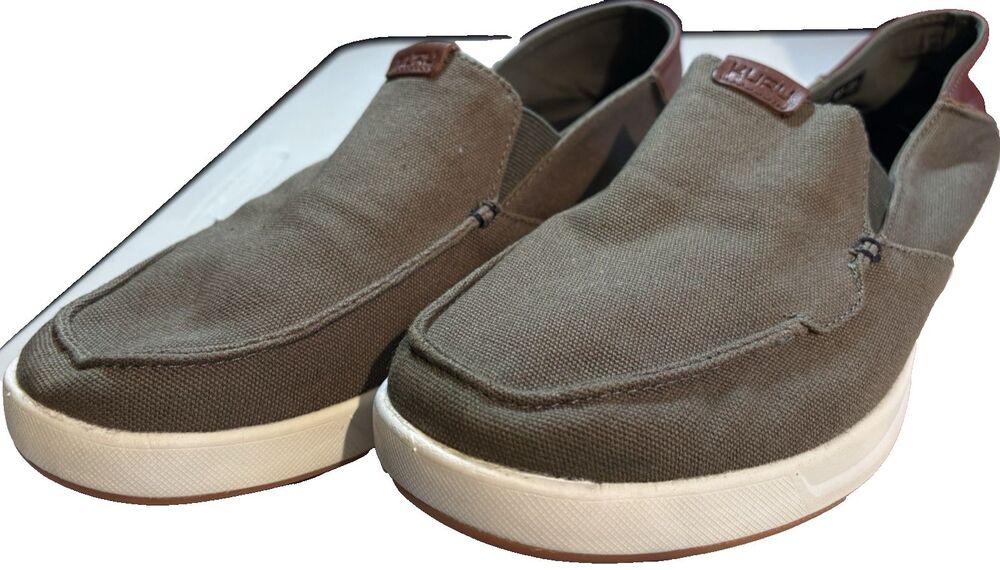 Deck Shoes Kuru Pace Classic Canvas Olive Green Slip On Loafers-Worn Once 9.5 US